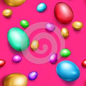 Seamless pattern of colored Easter eggs