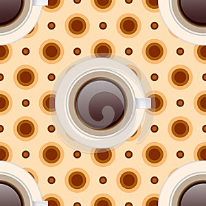 Seamless pattern with realistic cup of coffee