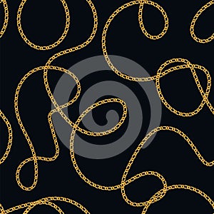 Seamless pattern with realistic golden chain for fabric design. Perfect for wallpapers, surface textures, textile.
