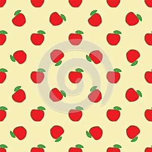 Seamless Pattern with Patchwork Red Apples