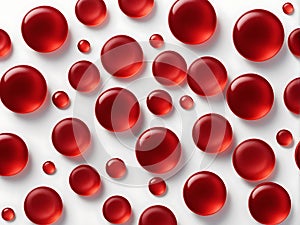 Seamless pattern of red blood cells on a white background isolated. 3D illustration, top view