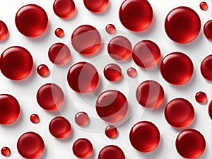 Seamless pattern of red blood cells on a white background isolated. 3D illustration, top view photo