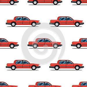 Seamless pattern of red cars Limo sedans