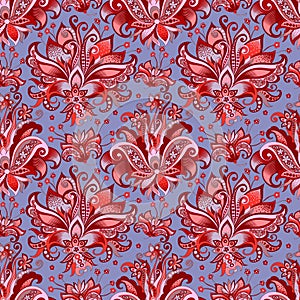 Seamless pattern with red flowers