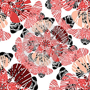 Seamless pattern with red flowers buds