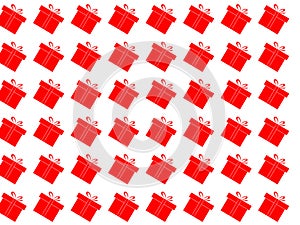 Seamless Pattern Red Gift Box Illustration And Vector On White Background.