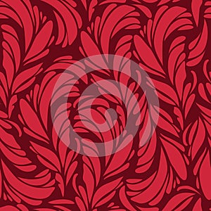 Seamless pattern with red and gold feathers
