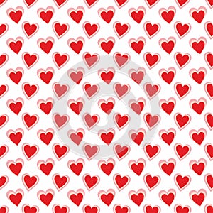 Seamless pattern of red heart figures on a white background for fabrics, wallpapers, tablecloths, prints and designs.The EPS file photo