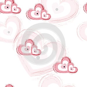 seamless pattern with red hearts - evil eye vector - Valentines day theme