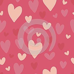 Seamless pattern with red hearts. Valentine's day background with symbols of love, romance and passion.