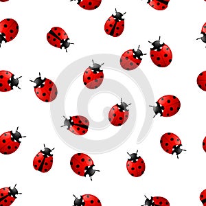 Seamless pattern with red ladybugs