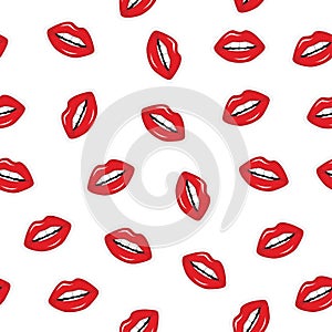 Seamless pattern of red lips