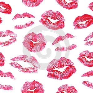 Seamless pattern - red lips kisses prints