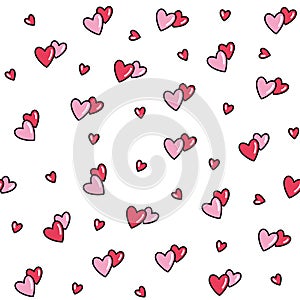 Seamless pattern with red-pink hearts.