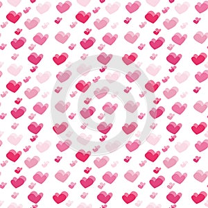 Pattern with red and pink hearts