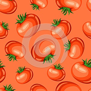 Seamless pattern with red ripe tomato.