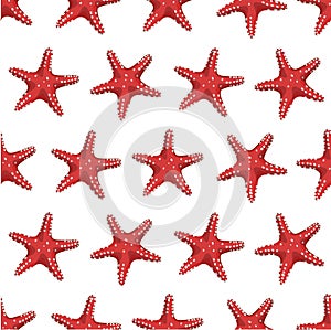 Seamless pattern with red starfish. Image for wrapping paper