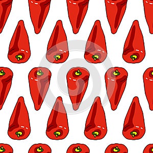 Seamless pattern of red sweet peppers for background.. Vector