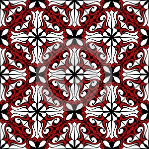 Seamless Pattern with red-white Ornament