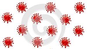 Seamless pattern with reds circles virus cell dangerous Chinese pathogen respiratory flu coronavirus COVID-19 with drops of blood