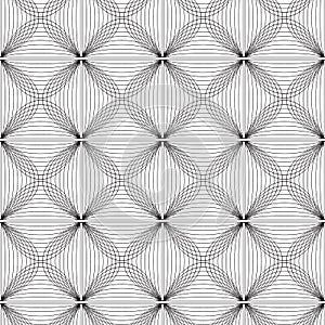 Seamless pattern. Regular abstract grid texture. Linear background with wavy lines.
