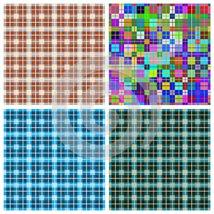Seamless pattern reminded Scottish fabric.A set of four illustr