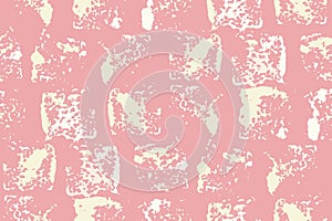 Seamless pattern, repeat texture, abstract background with square paint prints on pink. Vector design