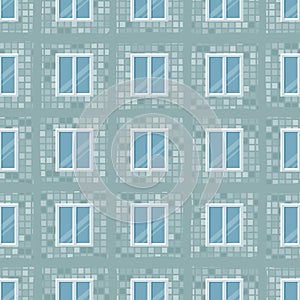 seamless pattern from residential building  with windows.
