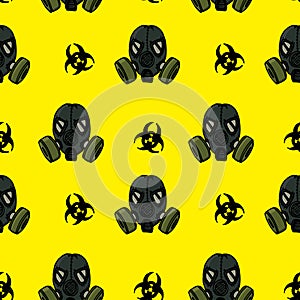 Seamless pattern respirators medical medicine, protection against chemical gas otak toxic contamination