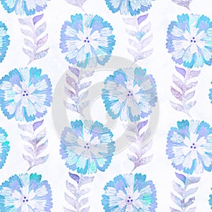 Seamless pattern. Retro background with floral ornament. Raster illustration with watercolor flowers. For card design, wallpaper,