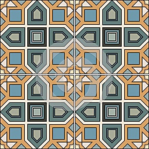 Seamless pattern retro ceramic tile design with floral ornate