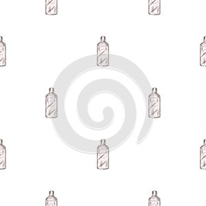 Seamless pattern retro chinese bottle on white background. Geometrical texture template for menu restaurant