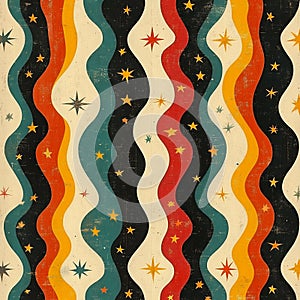 seamless pattern, Retro Christmas wavy stripes
