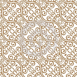 Seamless pattern with retro folk motifs in 2 colors