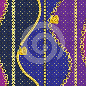 Seamless pattern with retro hand-drawn sketch golden chain on dark background. Drawing engraving texture. Great design