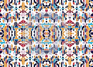 Seamless pattern Retro style with lines and shapes irregulars in white background. Generative AI