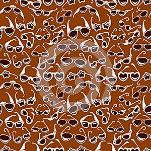 Seamless pattern in retro style with sunglasses icon on