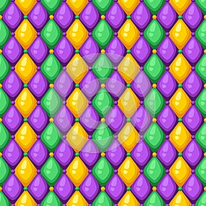 Seamless pattern with rhombus in Mardi Gras colors.