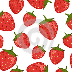 Seamless pattern and ripe red strawberries