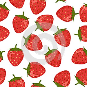 Seamless pattern and ripe red strawberries