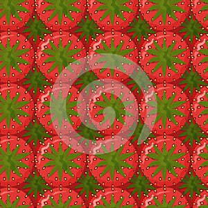 Seamless pattern and ripe red strawberries