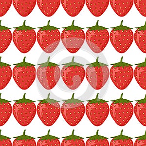 Seamless pattern and ripe red strawberries