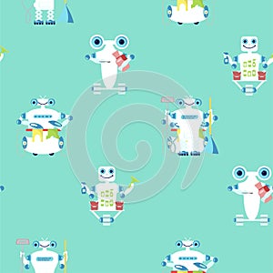 Seamless pattern with robots assistent