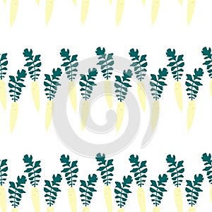Seamless pattern with root-crop vegetables -daikon. Seasonal food. Art can be used for packaging design element