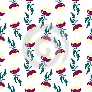 Seamless pattern with root-crop vegetables - swede. Seasonal food. Art can be used for packaging design element