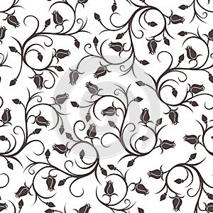 Seamless pattern with rose buds.