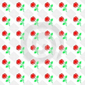 seamless pattern with Rose. red rose flower with green leaves on white background seamless patterns