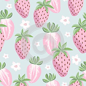 Seamless pattern with roses. Floral background veSeamless pattern with strawberries. Cute berry background fo