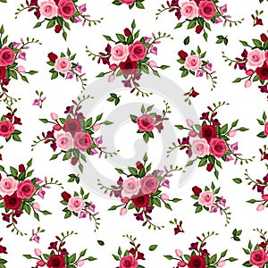 Seamless pattern roses and freesia. photo