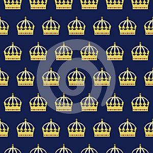 Seamless pattern royal crown blue